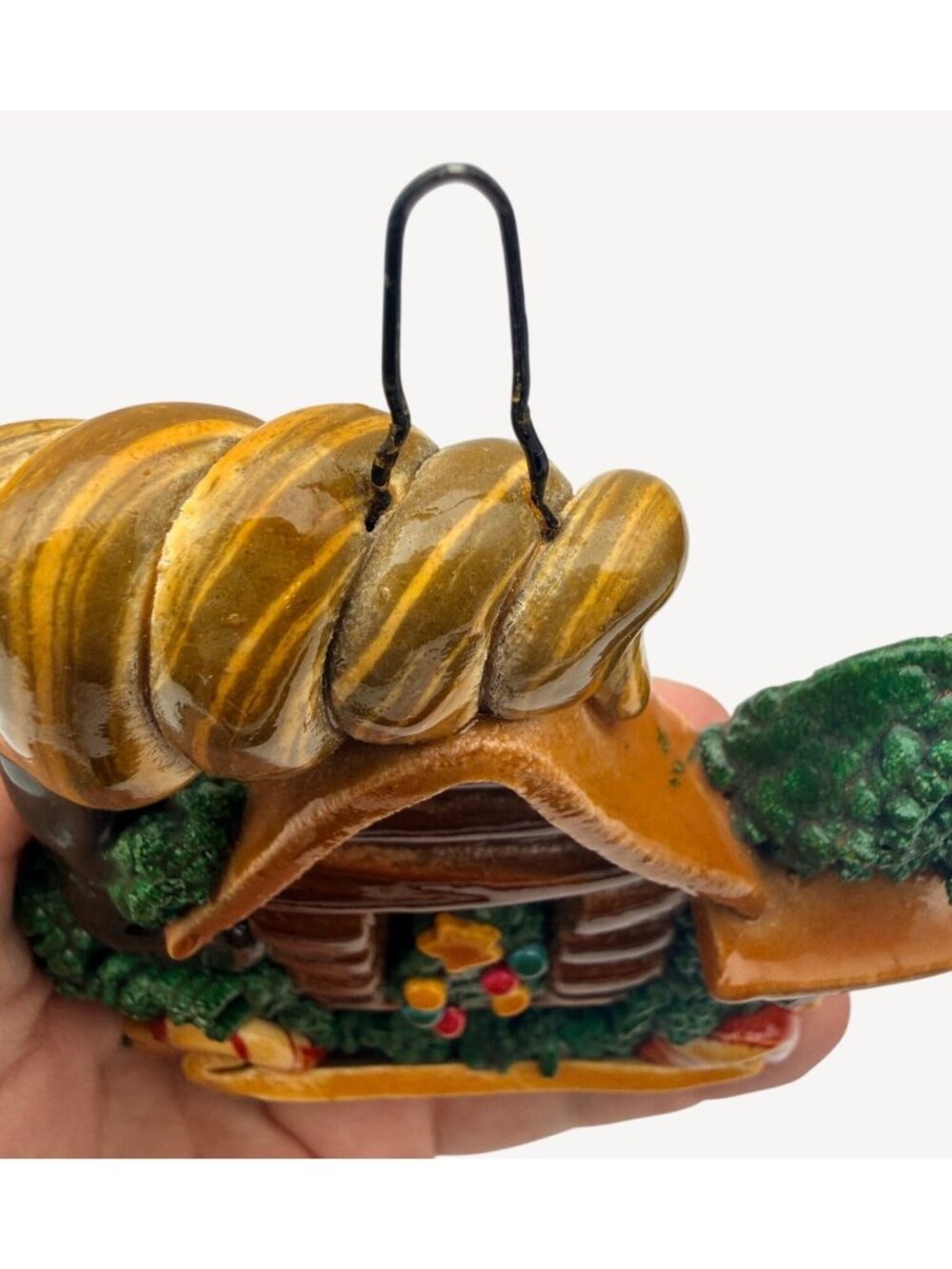 Vintage Handmade Christmas Ornament Silverton Colorado Clay Glazed Rustic Cabin - Picture 5 of 5